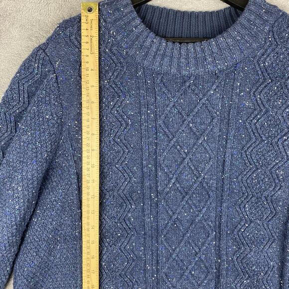 Duluth Trading Sweater Mens XL Blue Wool Alpaca Cable Knit Donegal Crewneck - Picture 14 of 16